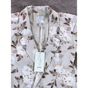 NWT Joie Floral Linen Blend Blazer Jacket‎ Women's L Neutral Beige school Career